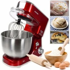 Mélangeur Malaxeur Robot Acier Inoxydable 5 Litres Rouge