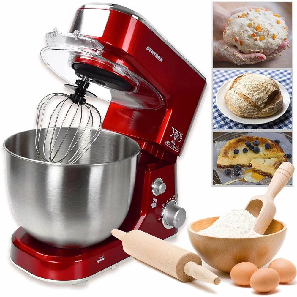 Mélangeur Malaxeur Robot Acier Inoxydable 5 Litres Rouge 1 Mélangeur Malaxeur Robot Acier Inoxydable 5 Litres Rouge