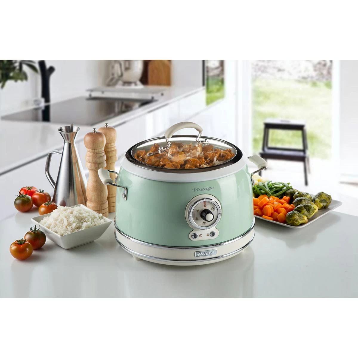 Cuiseur à Riz 1.8l 700w + Panier Vapeur Vert - 2904/2 - ARIETE 3 Cuiseur à Riz 1.8l 700w + Panier Vapeur Vert - 2904/2 - ARIETE – Image 3