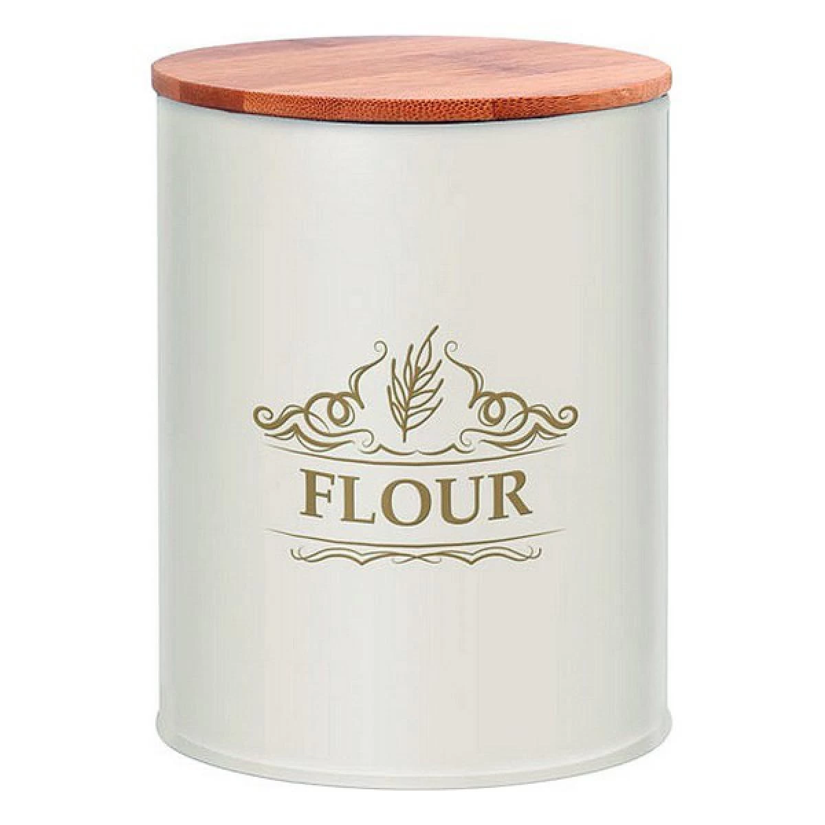 Boîte Cylindrique Avec Couvercle En Métal Et En Bois Pour La Farine ... 2 Boîte Cylindrique Avec Couvercle En Métal Et En Bois Pour La Farine ... – Image 2