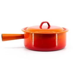 Caquelon Fondue Fromage Poelon Casserole Couvercle Orange