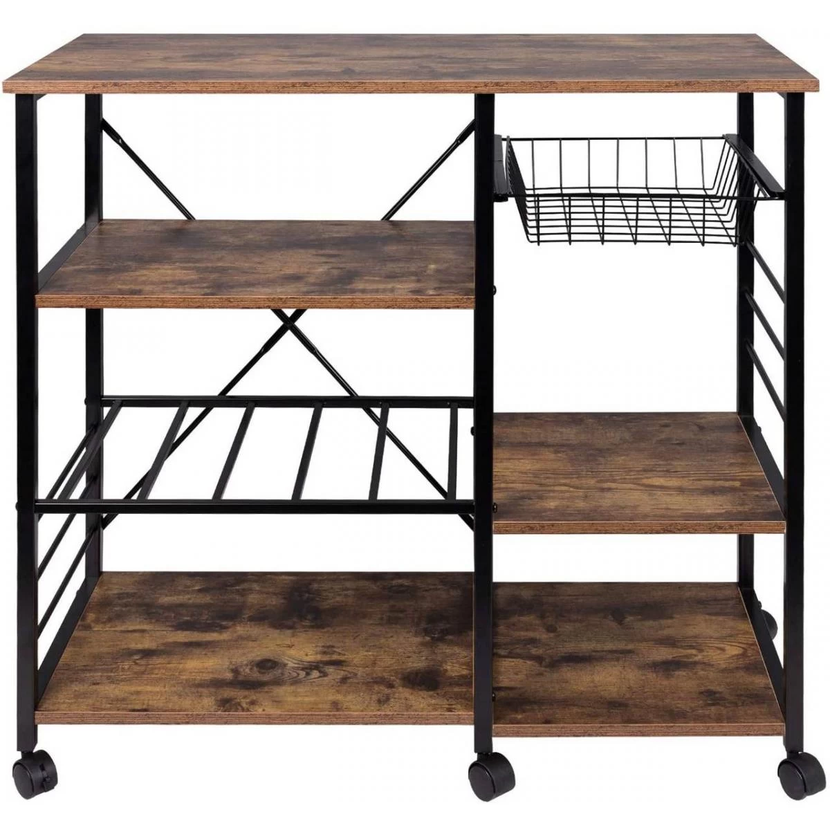 Chariot étagère De Cuisine En MDF Et Métal Desserte De Cuisine Avec... 1 Chariot étagère De Cuisine En MDF Et Métal Desserte De Cuisine Avec...