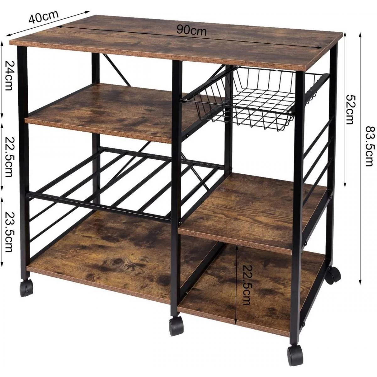 Chariot étagère De Cuisine En MDF Et Métal Desserte De Cuisine Avec... 2 Chariot étagère De Cuisine En MDF Et Métal Desserte De Cuisine Avec... – Image 2