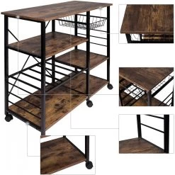 Chariot étagère De Cuisine En MDF Et Métal Desserte De Cuisine Avec... 6 Chariot étagère De Cuisine En MDF Et Métal Desserte De Cuisine Avec... -Magasin De Cuisine Électrique chariot etagere de cuisine en mdf et metal desserte de cuisine avec roues et panier 90 cm marron 190000059 12087118 32057488 1140x1140