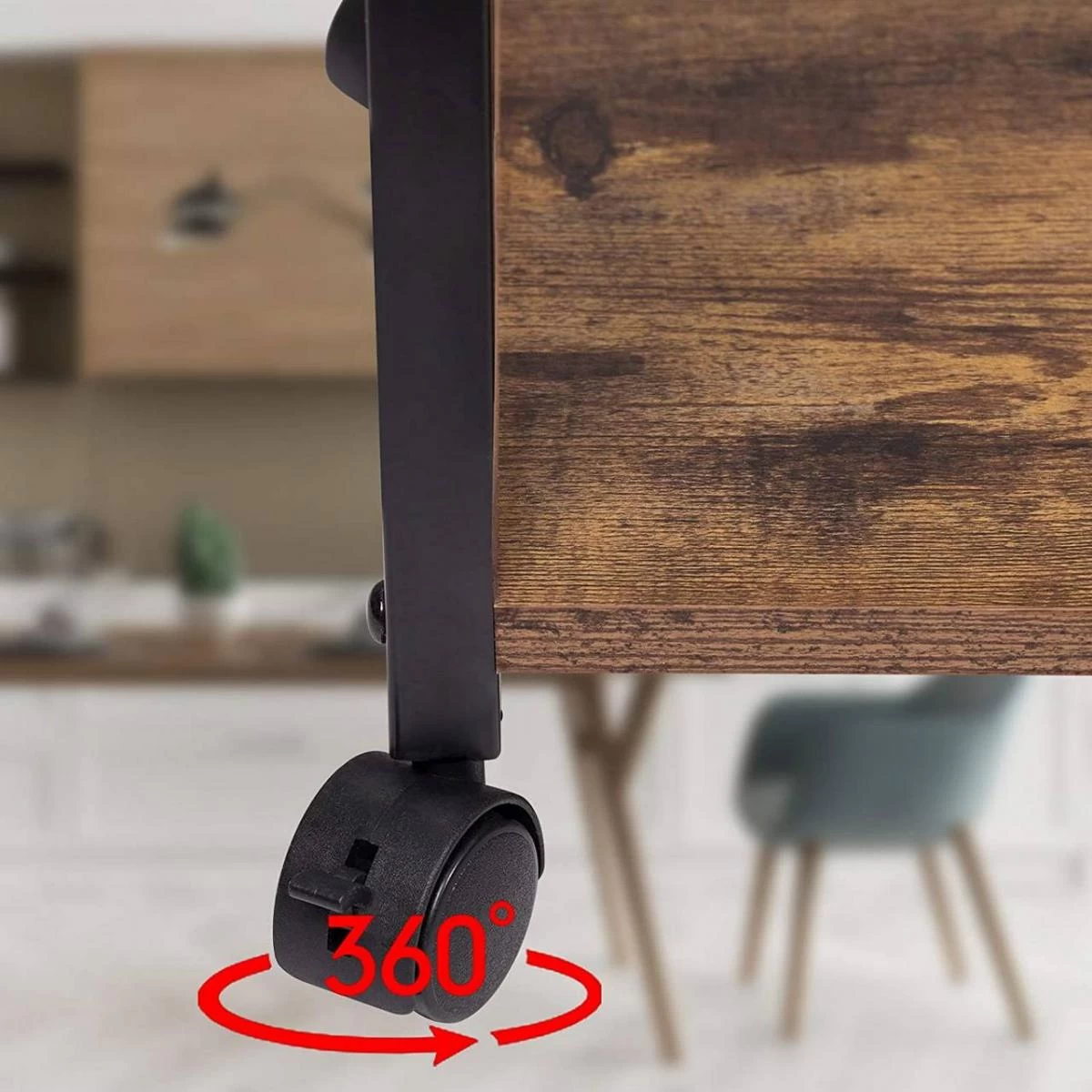 Chariot étagère De Cuisine En MDF Et Métal Desserte De Cuisine Avec... 4 Chariot étagère De Cuisine En MDF Et Métal Desserte De Cuisine Avec... – Image 4