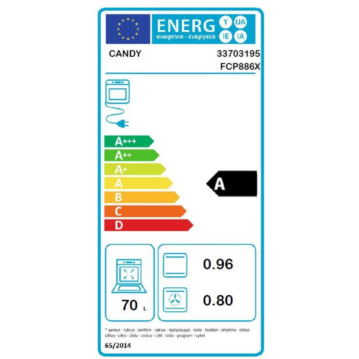 Candy Four Intégrable Multifonction 70l 60cm A Pyrolyse Inox - Fcp886x - CA... 3 Candy Four Intégrable Multifonction 70l 60cm A Pyrolyse Inox - Fcp886x - CA... – Image 3