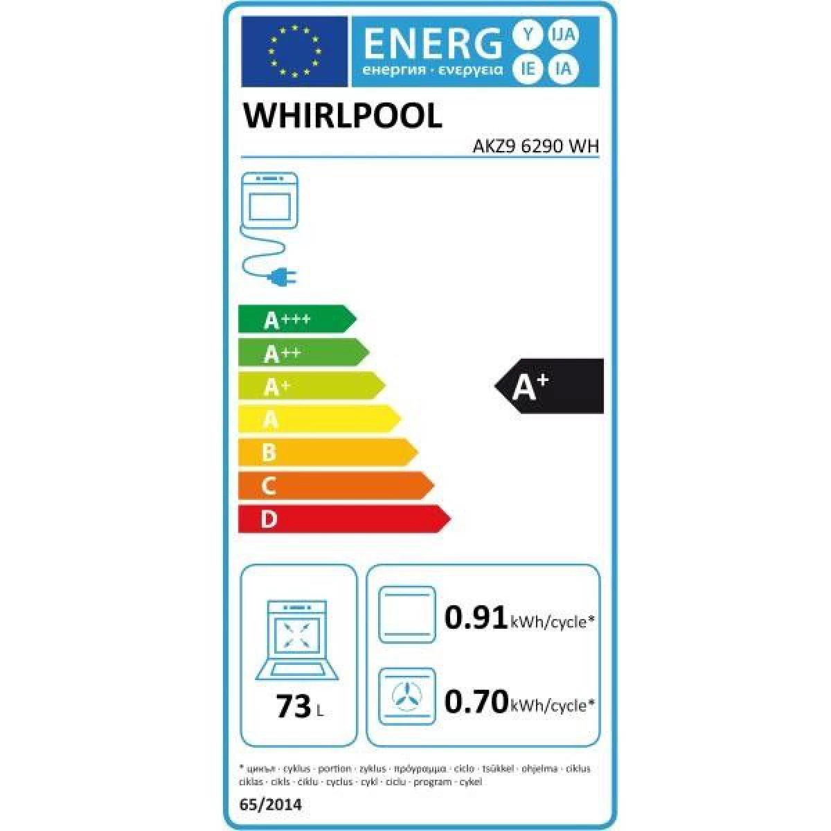 Whirlpool Four Intégrable Multifonction 73l 60cm A+ Pyrolyse Blanc - Akz96290wh... 2 Whirlpool Four Intégrable Multifonction 73l 60cm A+ Pyrolyse Blanc - Akz96290wh... – Image 2