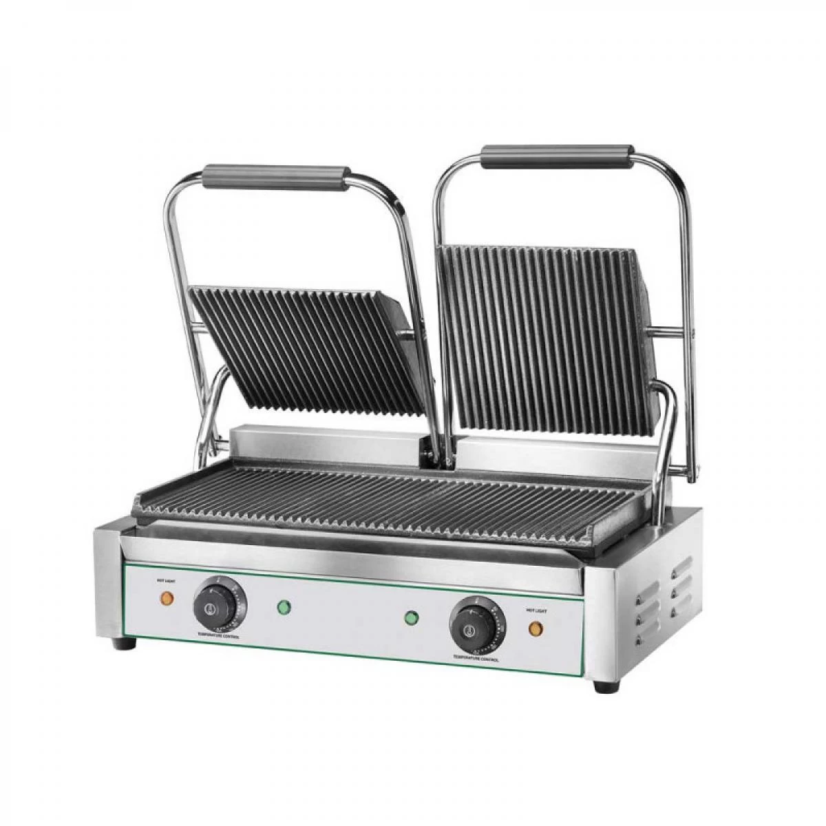 Grill Panini Double Plaque Supérieure Et Inférieure Rainurées En Fo... 1 Grill Panini Double Plaque Supérieure Et Inférieure Rainurées En Fo...