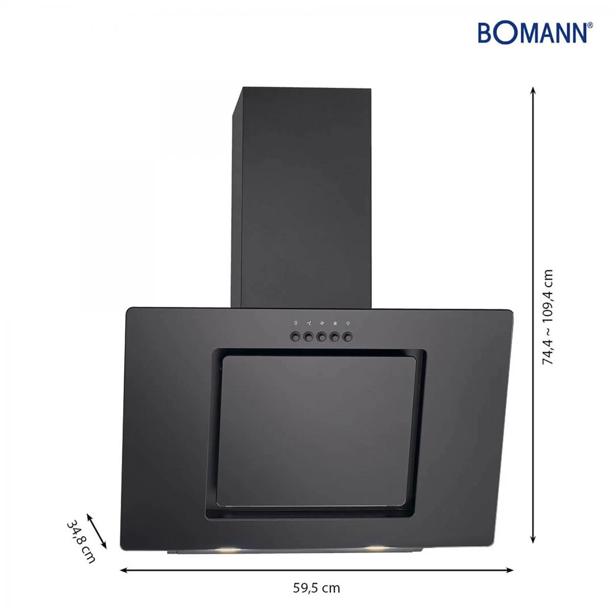 Bomann Hotte Aspirante Murale, 60 Cm, Verre, 3 Vitesses, 350m³/h, Eclairage ... 2 Bomann Hotte Aspirante Murale, 60 Cm, Verre, 3 Vitesses, 350m³/h, Eclairage ... – Image 2