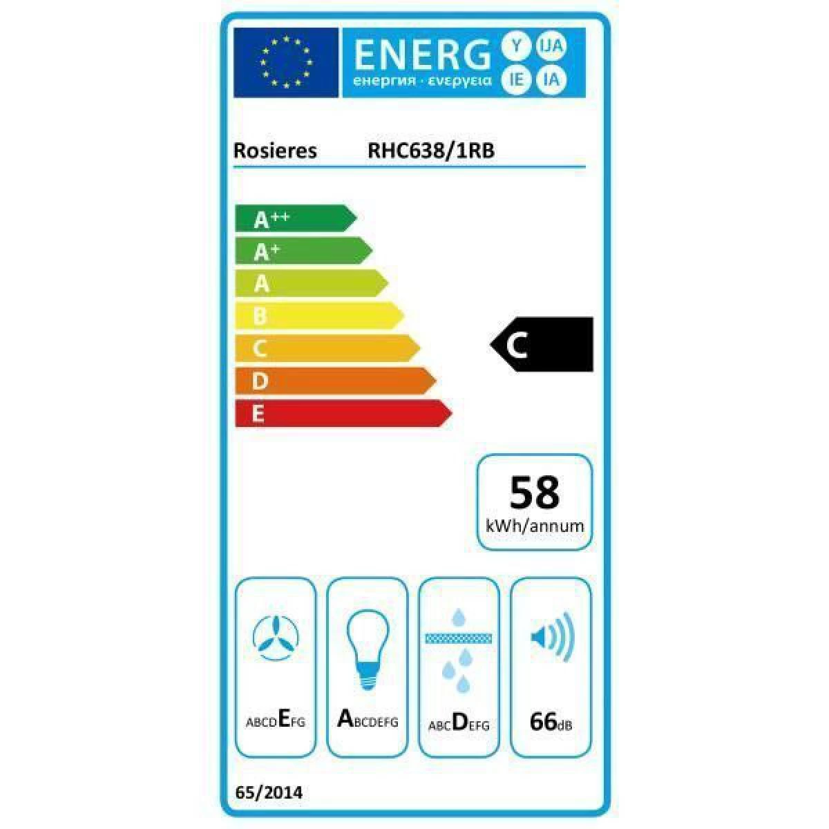 Hotte Visière 60cm 348m3/h Blanc - Rhc638/1rb - ROSIERES 2 Hotte Visière 60cm 348m3/h Blanc - Rhc638/1rb - ROSIERES – Image 2