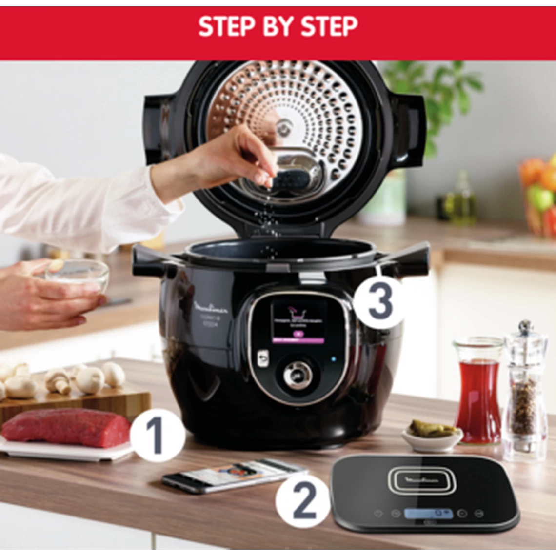 Moulinex Multicuiseur COOKEO+ Connect CE59800 Noir Avec Balance Connectée 5 Moulinex Multicuiseur COOKEO+ Connect CE59800 Noir Avec Balance Connectée – Image 5