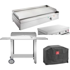 Planet Plancha électrique En Inox Chef 80 Cm Avec Chariot Ouvert + Couvercle...