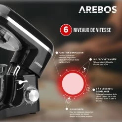Robot De Cuisine 1500W 6L Acier Inoxydable-Bol Mélangeur 6 étapes No... -Magasin De Cuisine Électrique robot de cuisine 1500w 6l acier inoxydable bol melangeur 6 etapes noir 11003892 28735104 1140x1140