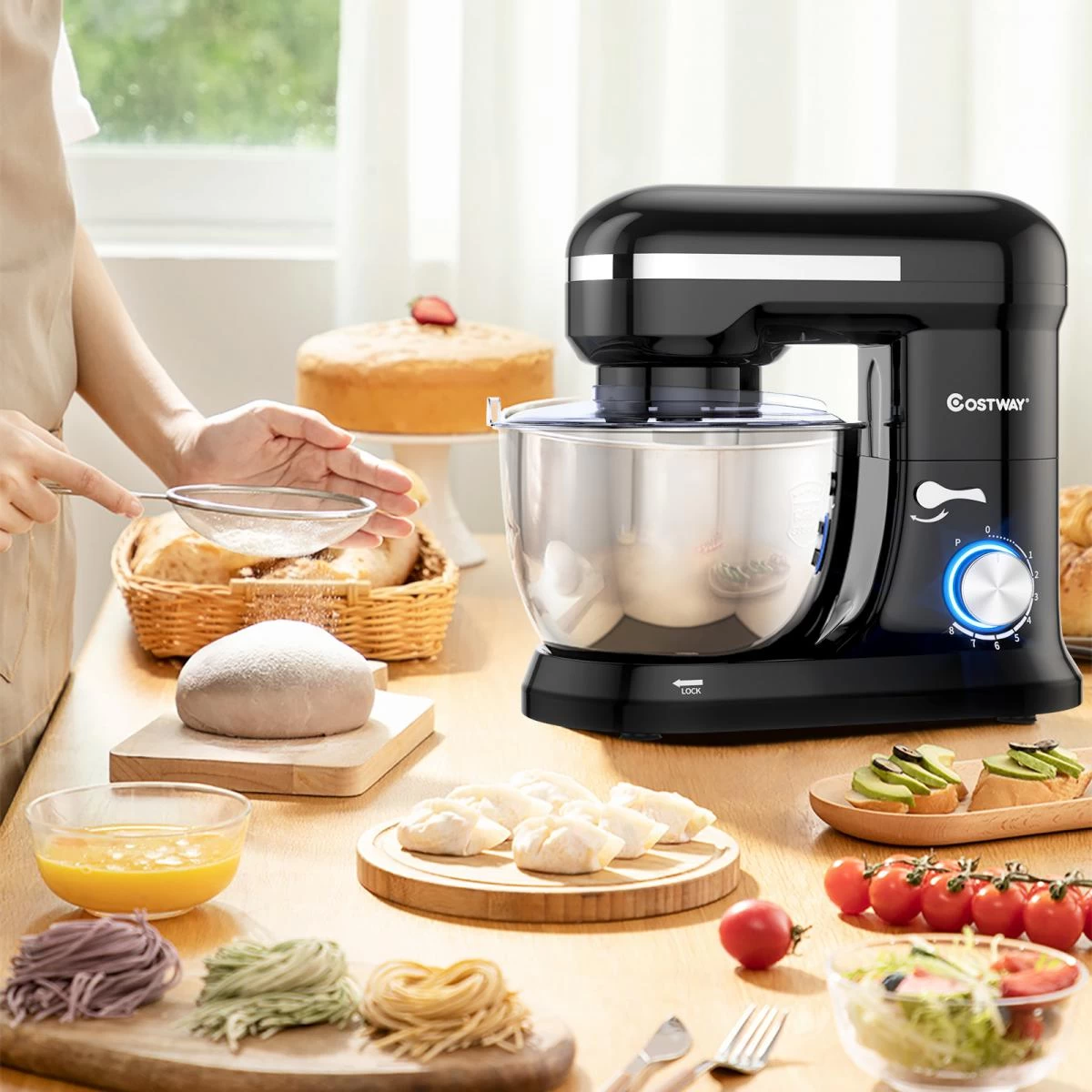 Robot Pâtissier 1300W Avec Bol 4,5L En Acier Inox Batteur Electrique ... 2 Robot Pâtissier 1300W Avec Bol 4,5L En Acier Inox Batteur Electrique ... – Image 2