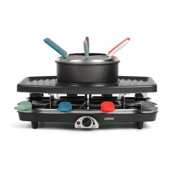 LIVOO Set à Raclette, Grill Et Fondue + 8 Poelons + 6 Fourchettes - Pour 8 ...
