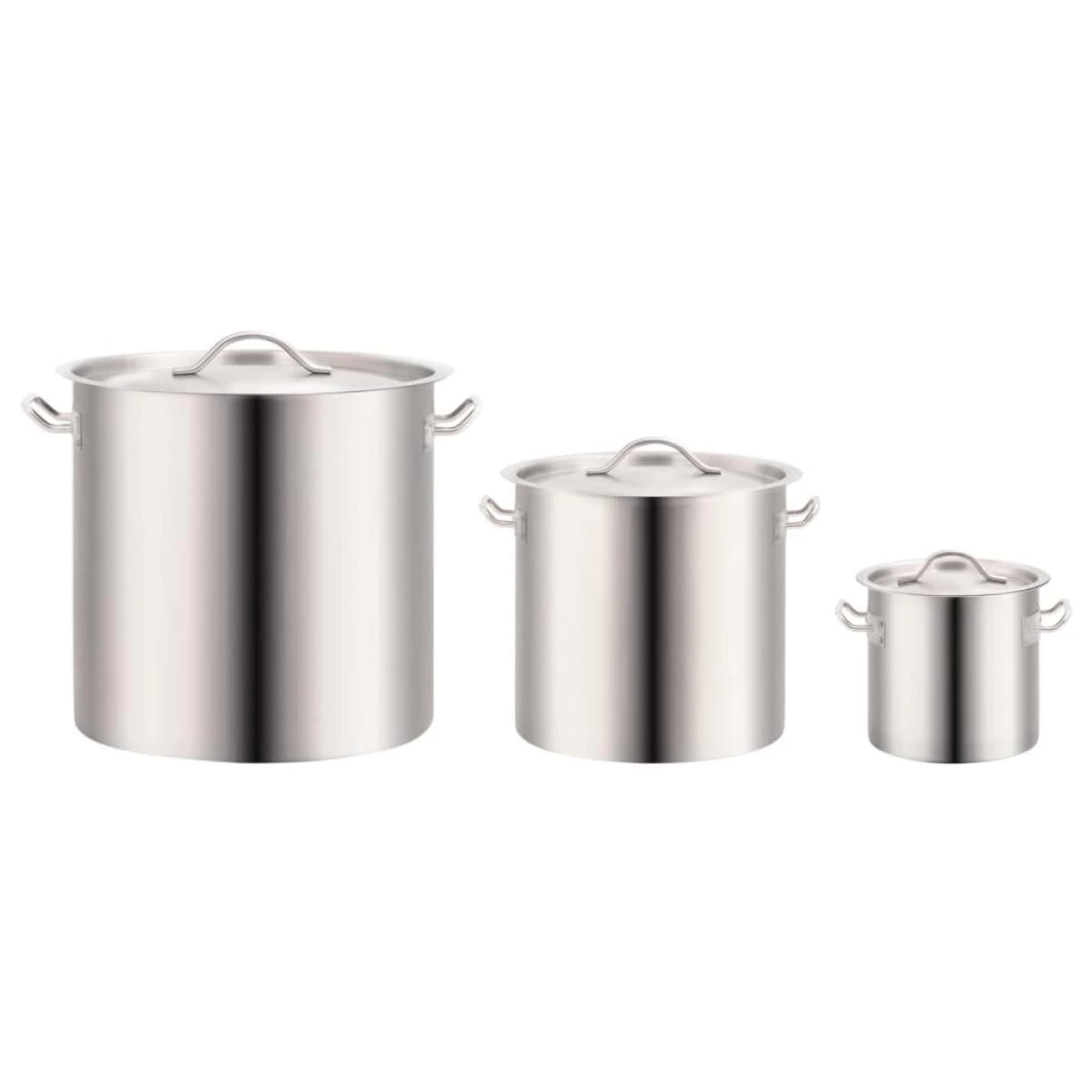 VidaXL Ensemble De 3 Casseroles à Bouillon 50/21/6 L Inox 2 VidaXL Ensemble De 3 Casseroles à Bouillon 50/21/6 L Inox – Image 2