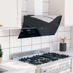 VidaXL Hotte Murale 90 Cm Acier Et Verre Trempé Noir